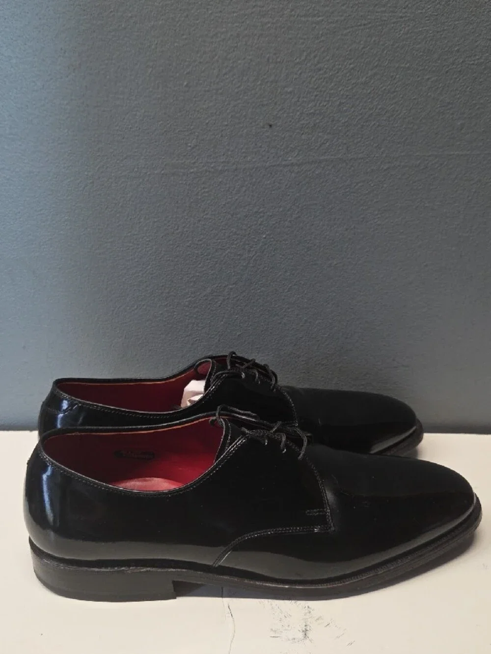 Allen Edmonds Formal Black Patent Leather Tuxedo Oxfords with Red Lining Size 8